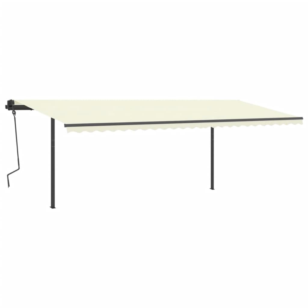 Luifel Handmatig Uittrekbaar Met Palen 6X3,5 M Kleurig 6 x 3.5 m Crème