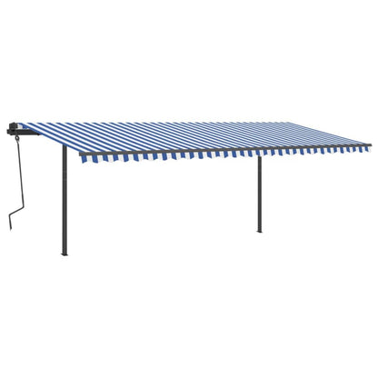 Luifel Automatisch Uittrekbaar Met Palen 6X3,5 M 6 x 3.5 m Blauw en wit
