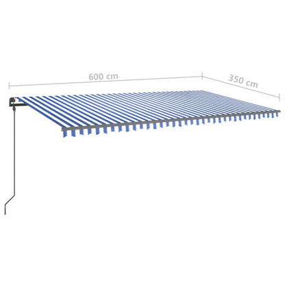 Luifel Automatisch Uittrekbaar Met Palen 6X3,5 M 6 x 3.5 m Blauw en wit