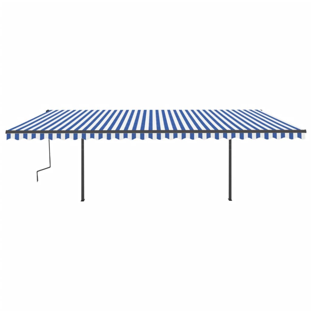Luifel Automatisch Uittrekbaar Met Palen 6X3,5 M 6 x 3.5 m Blauw en wit