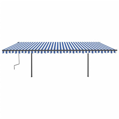 Luifel Automatisch Uittrekbaar Met Palen 6X3,5 M 6 x 3.5 m Blauw en wit