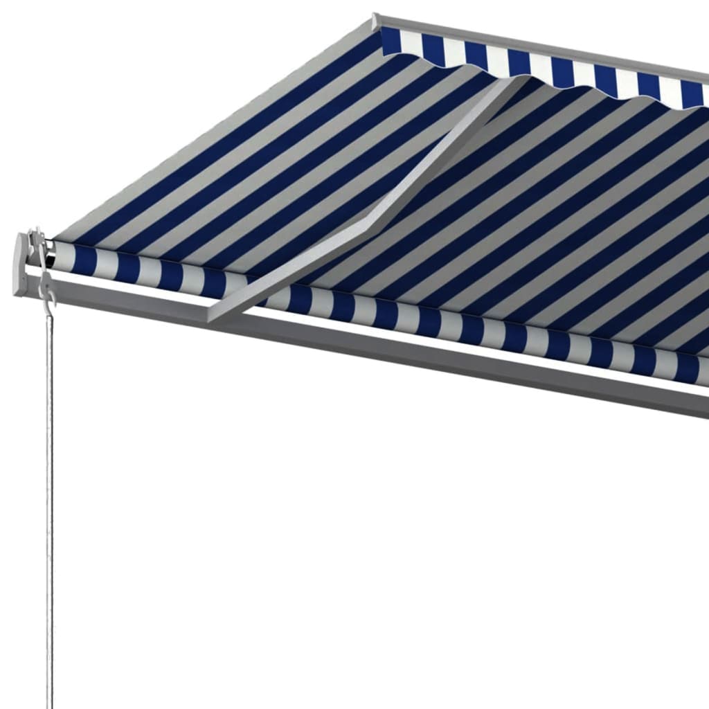 Luifel Automatisch Uittrekbaar Met Palen 6X3,5 M 6 x 3.5 m Blauw en wit