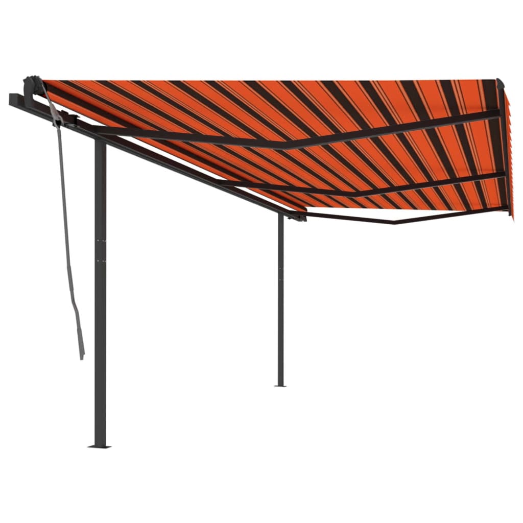 Luifel Automatisch Uittrekbaar Met Palen 6X3,5 M 6 x 3.5 m Oranje en bruin