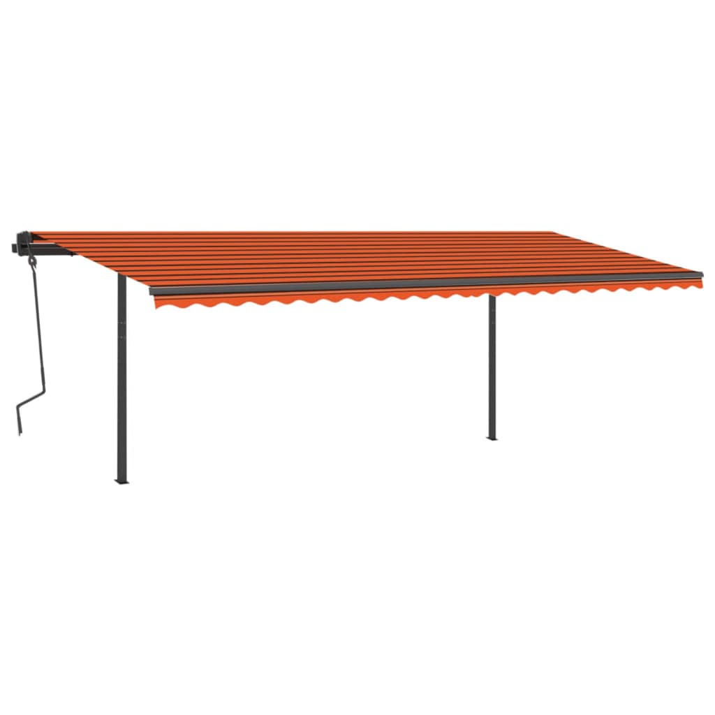Luifel Automatisch Uittrekbaar Met Palen 6X3,5 M 6 x 3.5 m Oranje en bruin