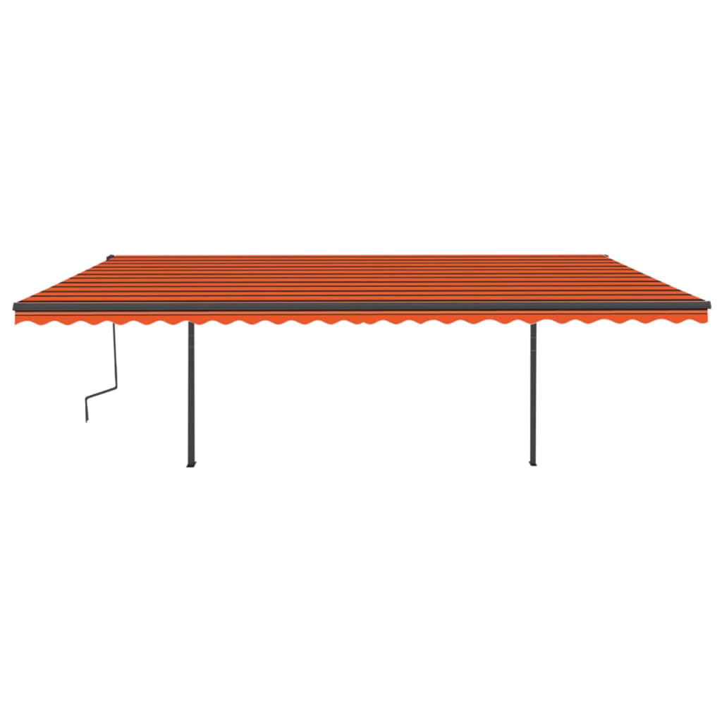 Luifel Automatisch Uittrekbaar Met Palen 6X3,5 M 6 x 3.5 m Oranje en bruin
