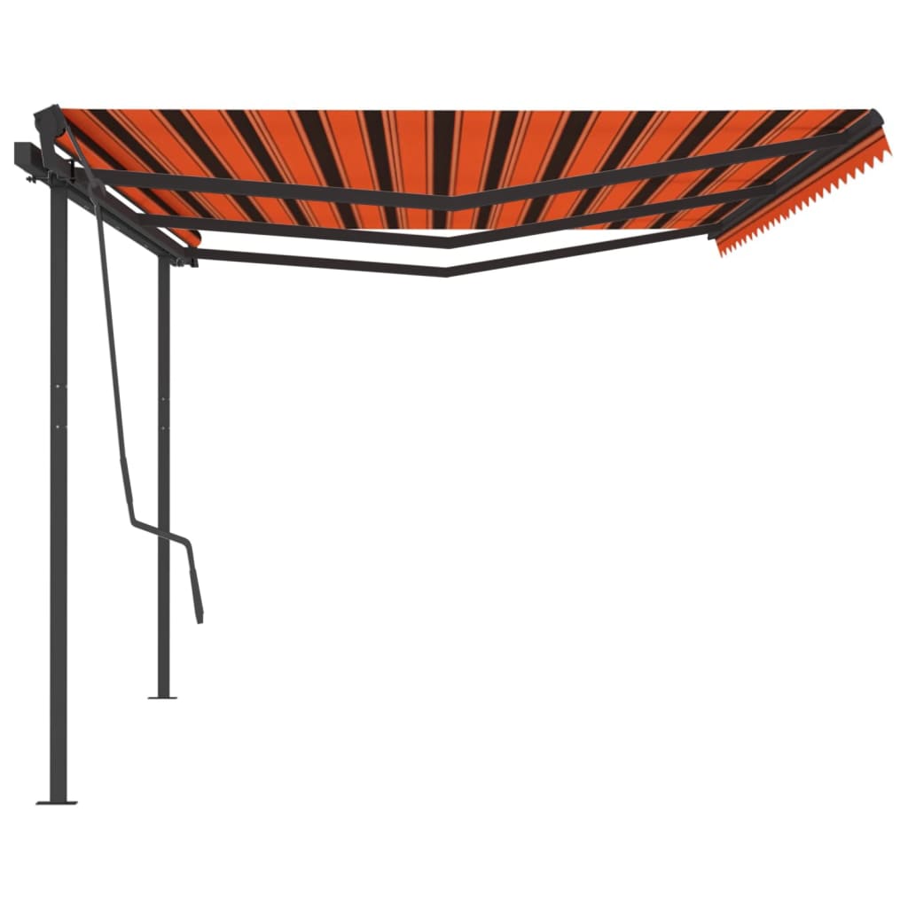 Luifel Automatisch Uittrekbaar Met Palen 6X3,5 M 6 x 3.5 m Oranje en bruin