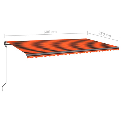 Luifel Automatisch Met Led En Windsensor 6X3,5 M 6 x 3.5 m Oranje en bruin