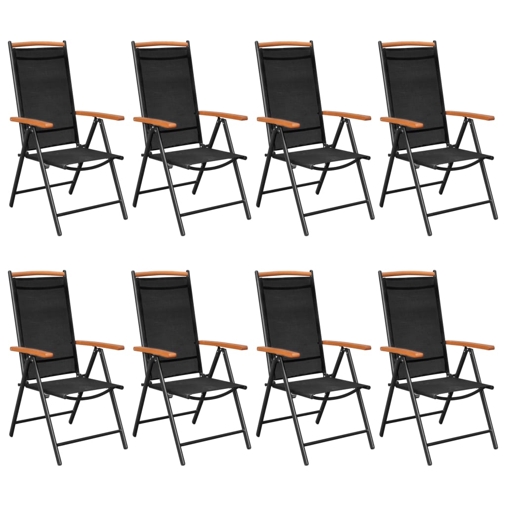 -Delige Tuinset Aluminium 9 185 cm tafellengte Zwart