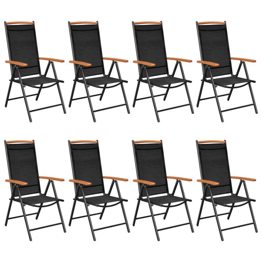 -Delige Tuinset Aluminium 9 185 cm tafellengte Zwart