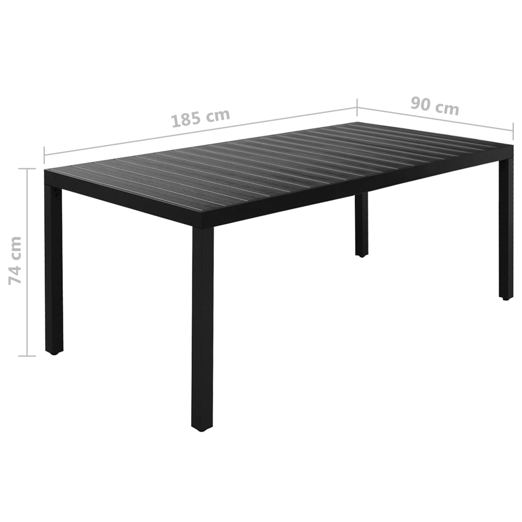 -Delige Tuinset Aluminium 9 185 cm tafellengte Zwart