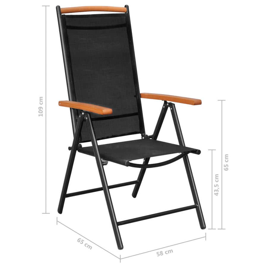 -Delige Tuinset Aluminium 9 185 cm tafellengte Zwart