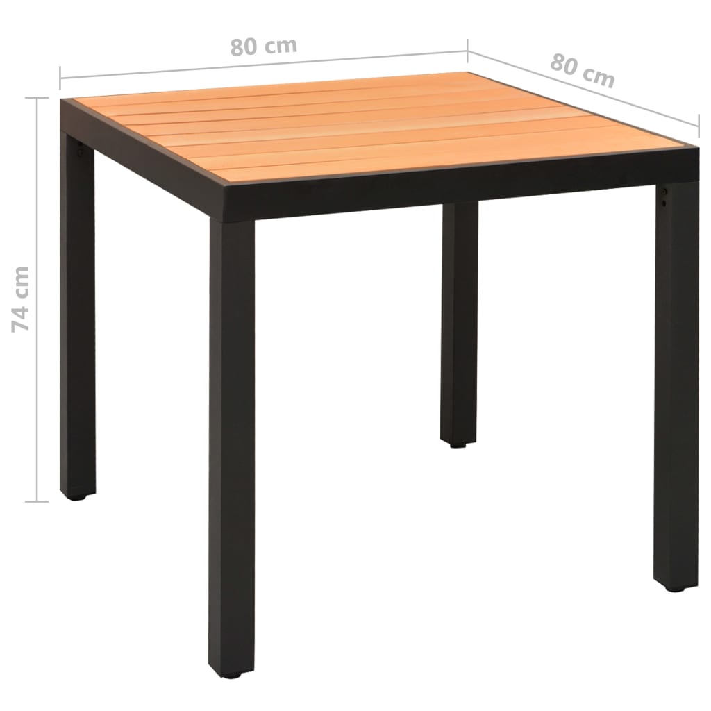 -Delige Tuinset Aluminium 5 80 cm tafellengte Zwart en bruin