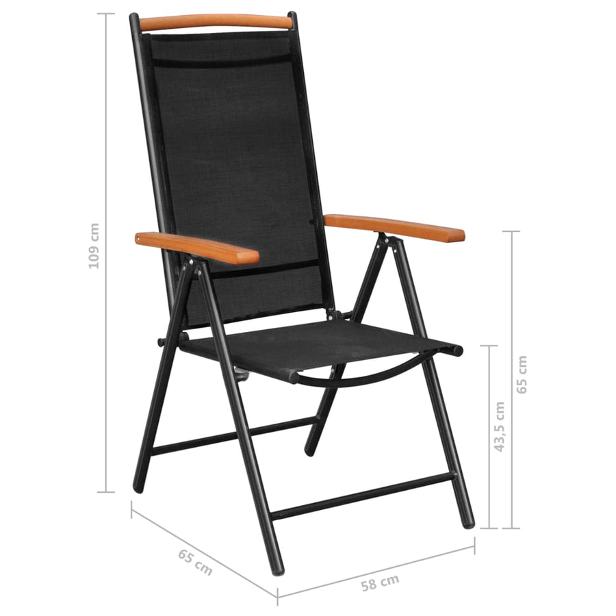 -Delige Tuinset Aluminium 5 80 cm tafellengte Zwart en bruin