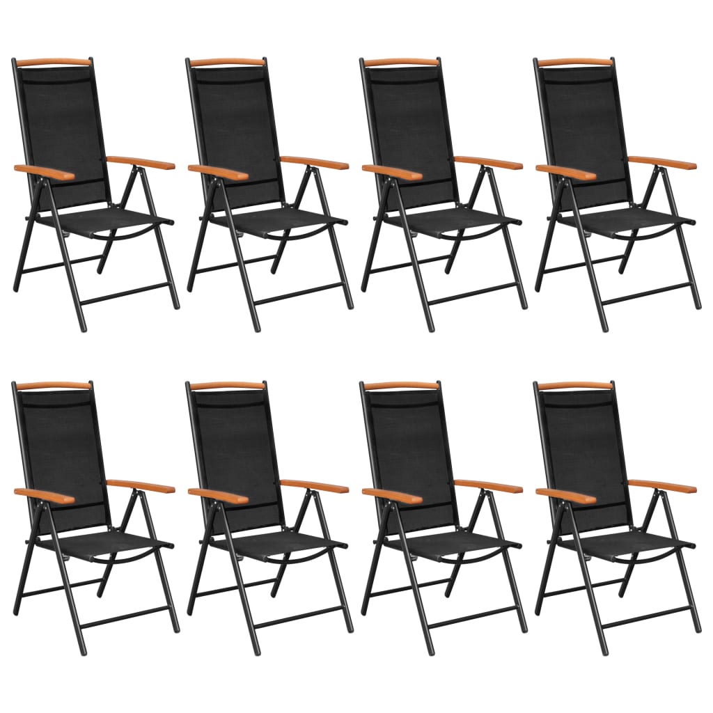 -Delige Tuinset Aluminium 9 185 cm tafellengte Zwart en bruin