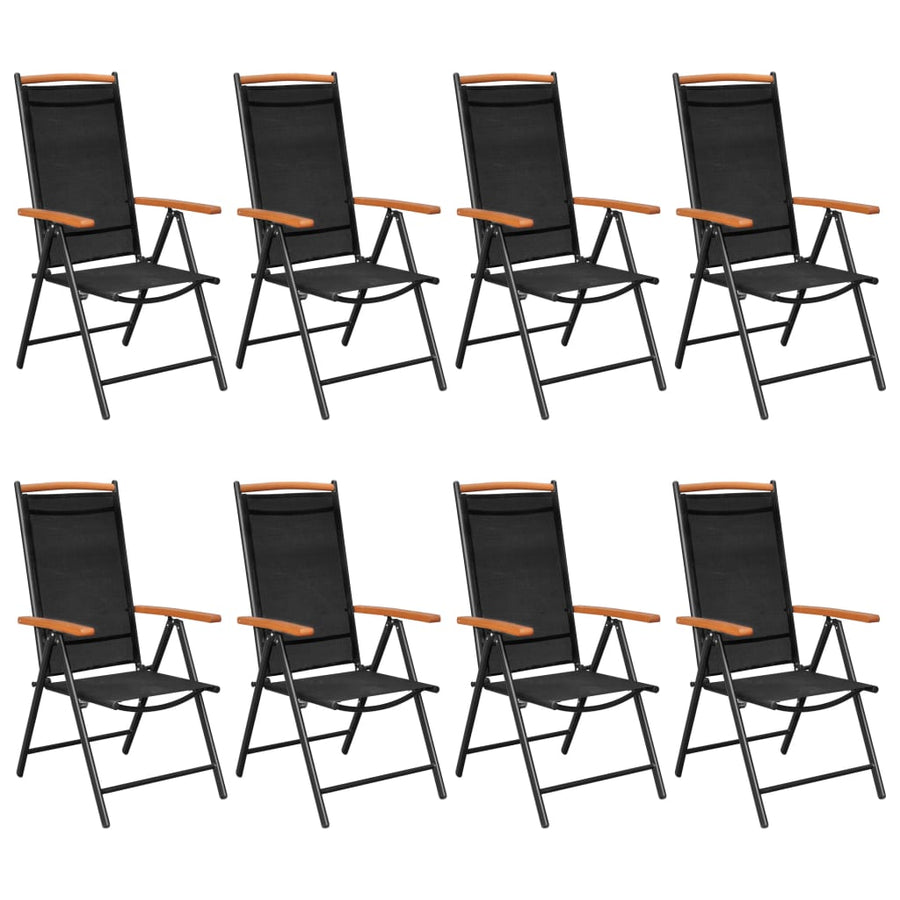 -Delige Tuinset Aluminium 9 185 cm tafellengte Zwart en bruin