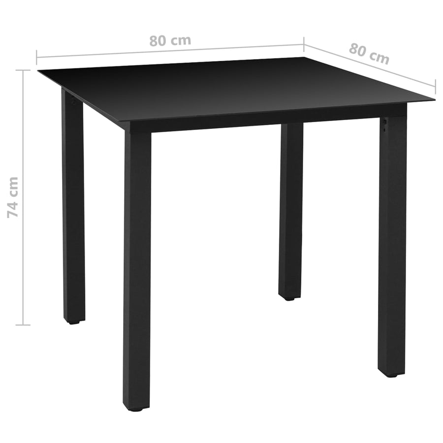 5-Delige Tuinset Aluminium Zwart 80 cm tafellengte