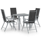 Tuinset 5-delig aluminium zilver zwart
