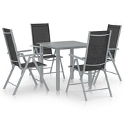 Tuinset 5-delig aluminium zilver zwart