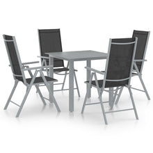 5-Delige Tuinset Aluminium Kleurig En Zwart 4 80 cm tafellengte Zilver