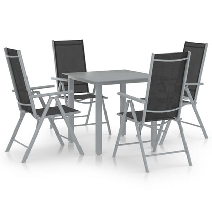 5-Delige Tuinset Aluminium Kleurig En Zwart 4 80 cm tafellengte Zilver