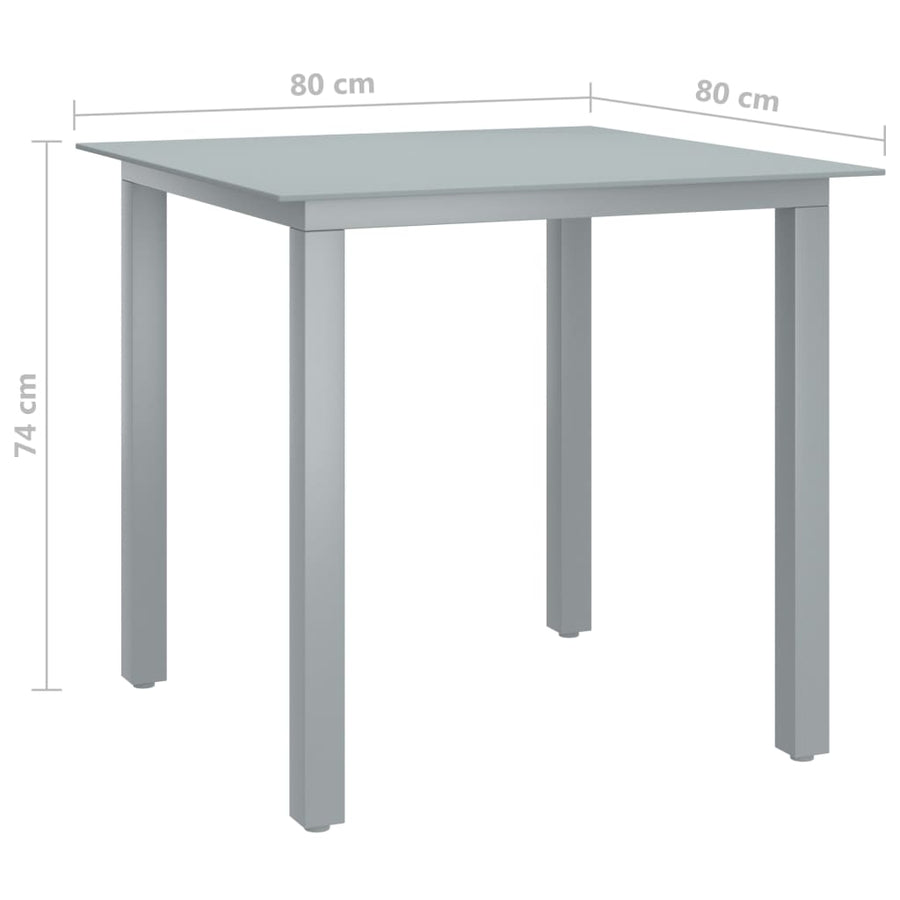 5-Delige Tuinset Aluminium Kleurig En Zwart 4 80 cm tafellengte Zilver