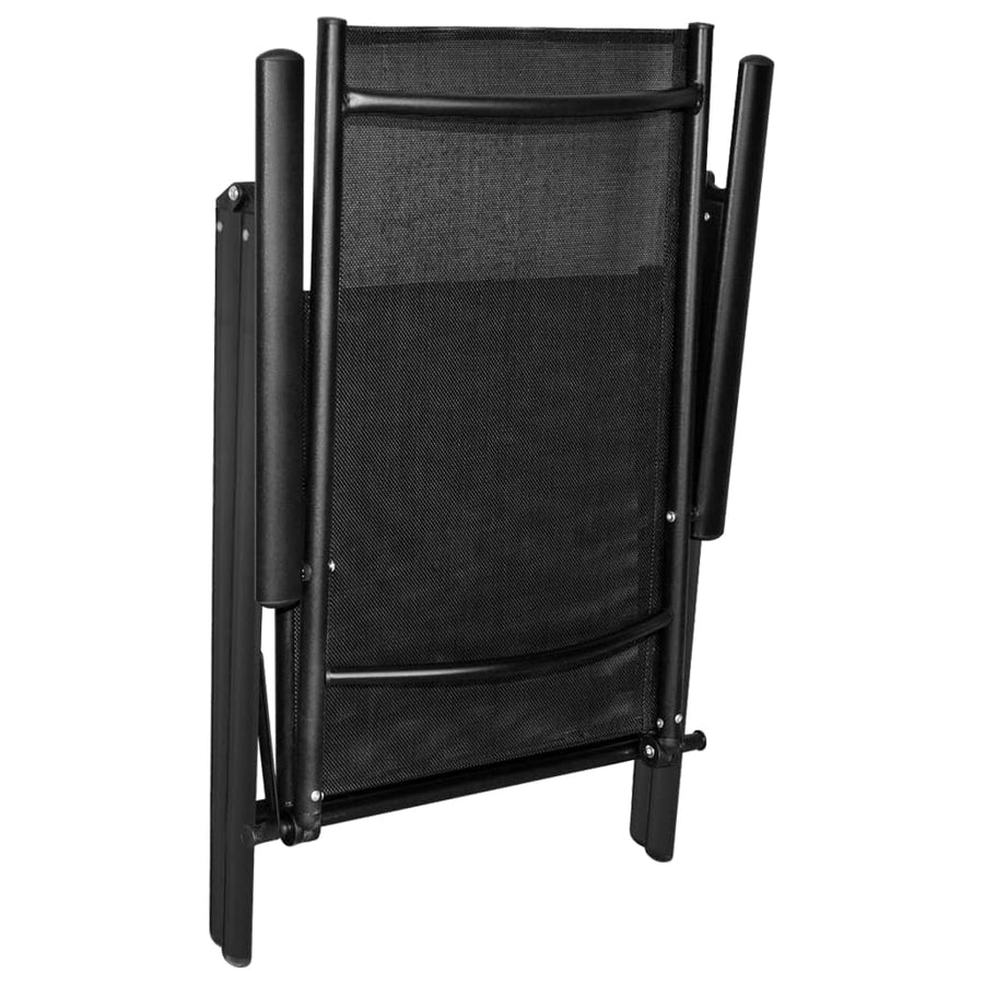 7-Delige Tuinset Aluminium Zwart 150 cm tafellengte