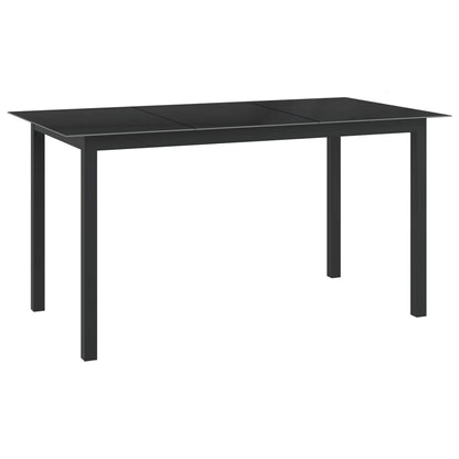 7-Delige Tuinset Aluminium Zwart 150 cm tafellengte