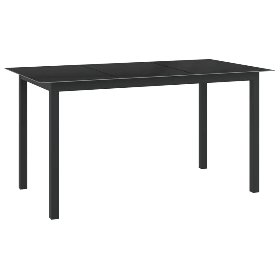 7-Delige Tuinset Aluminium Zwart 150 cm tafellengte