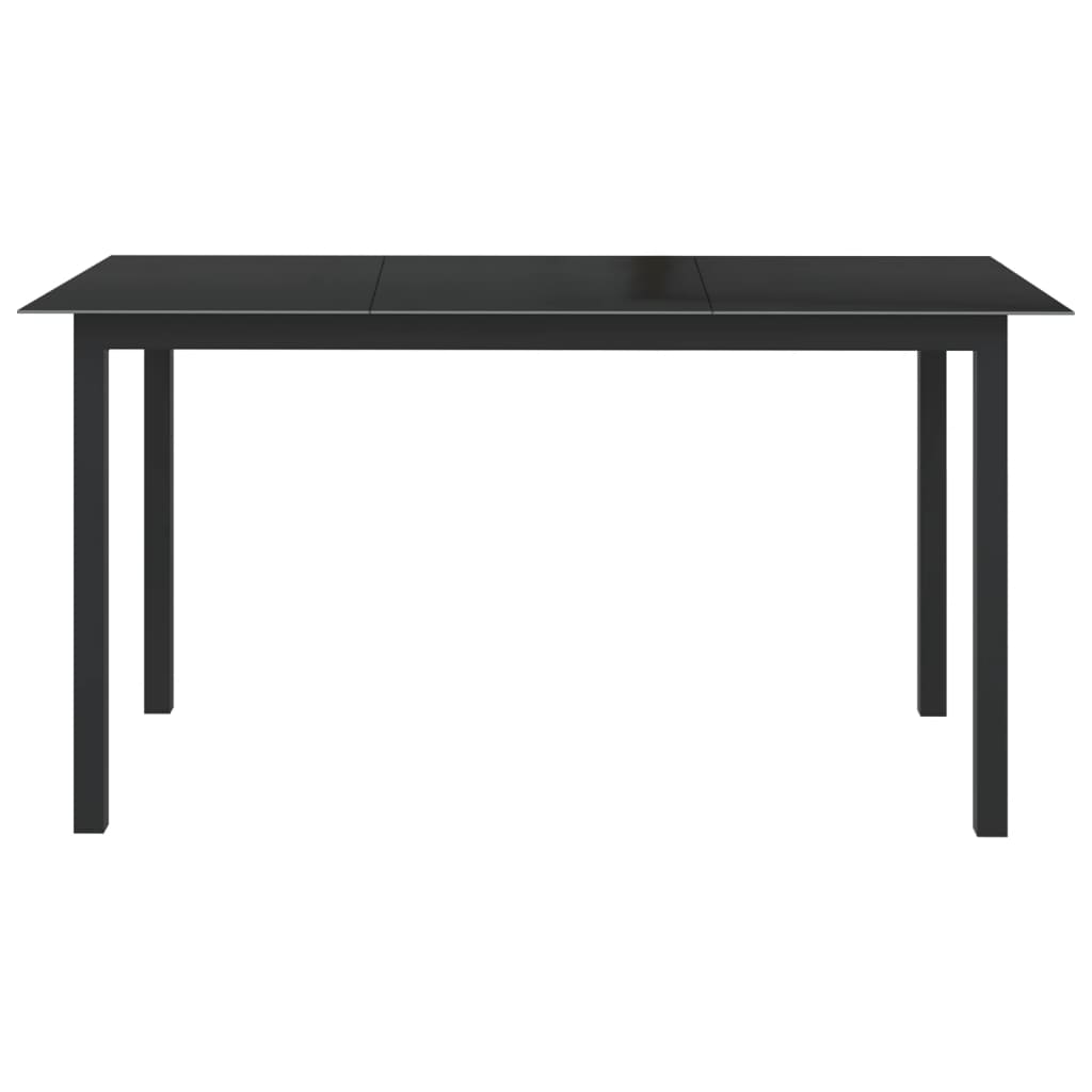 7-Delige Tuinset Aluminium Zwart 150 cm tafellengte
