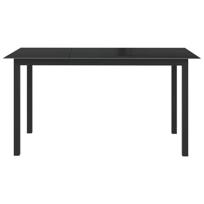 7-Delige Tuinset Aluminium Zwart 150 cm tafellengte