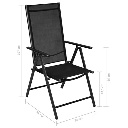 7-Delige Tuinset Aluminium Zwart 150 cm tafellengte