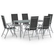 Tuinset 7-delig aluminium zilver zwart