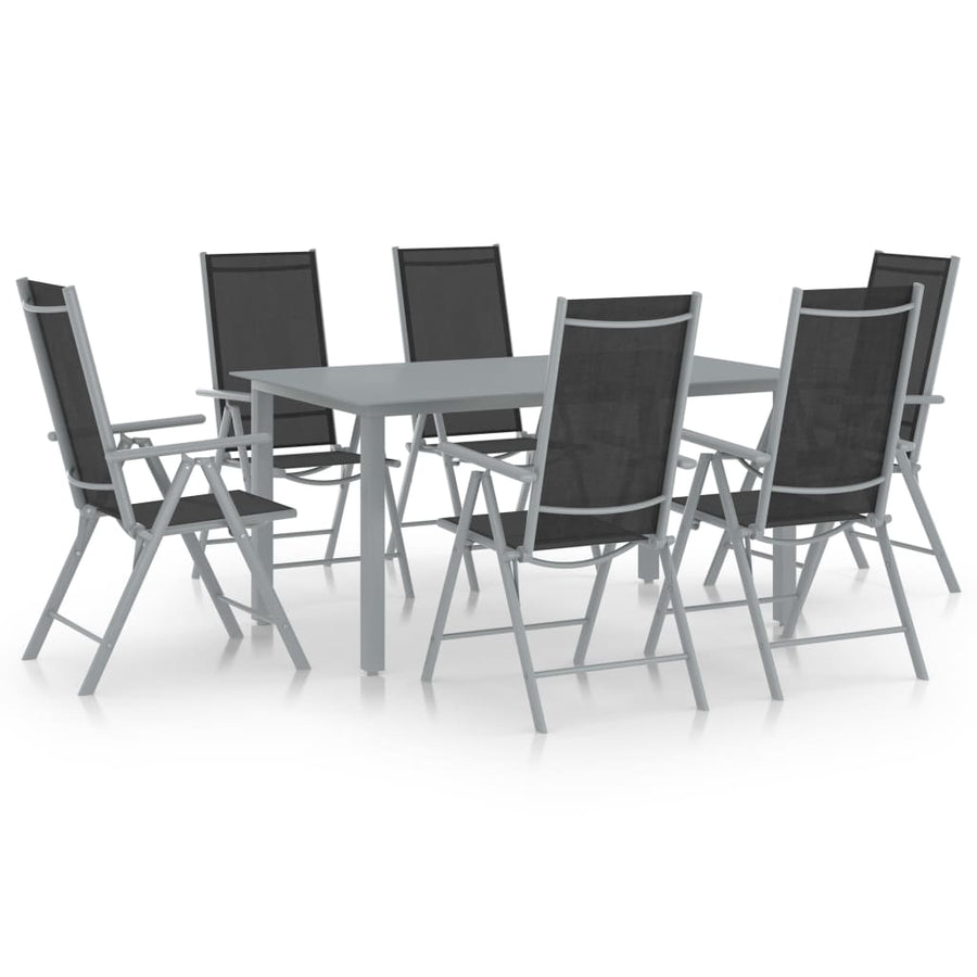 -Delige Tuinset Aluminium Kleurig En Zwart 7 150 cm tafellengte Zilver