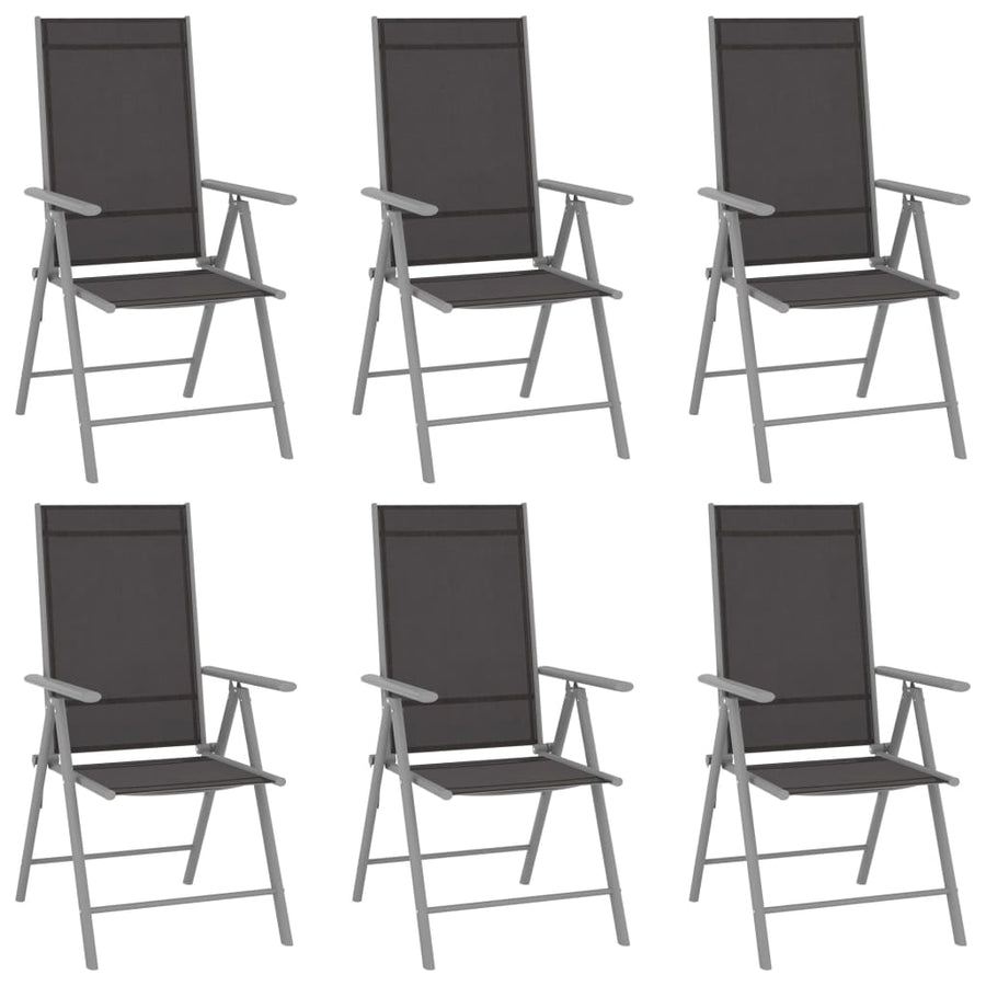 -Delige Tuinset Aluminium Kleurig En Zwart 7 150 cm tafellengte Zilver