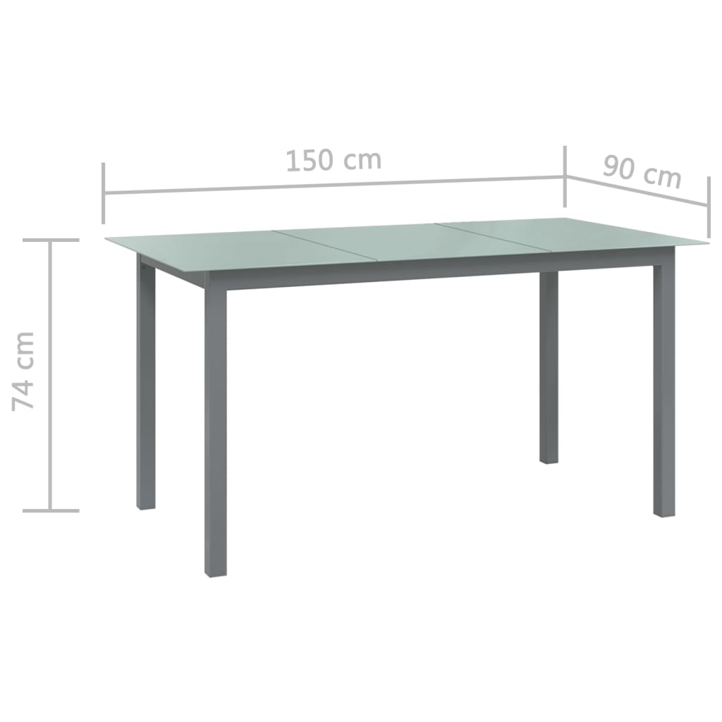 -Delige Tuinset Aluminium Kleurig En Zwart 7 150 cm tafellengte Zilver