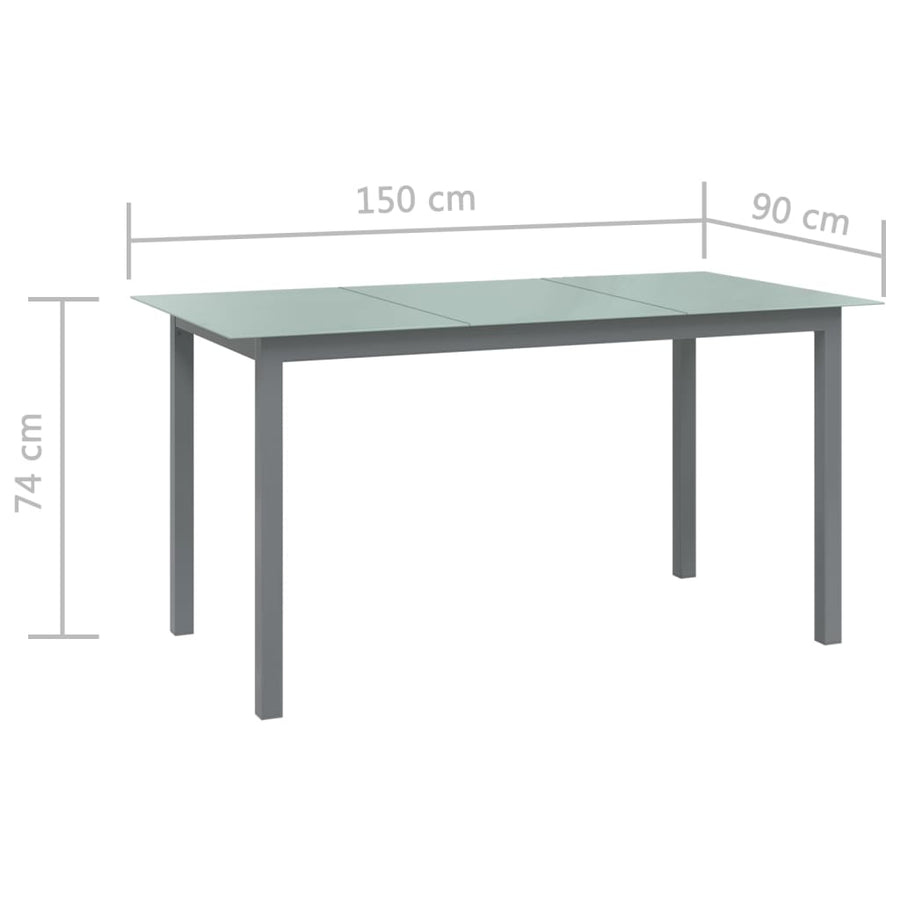 -Delige Tuinset Aluminium Kleurig En Zwart 7 150 cm tafellengte Zilver