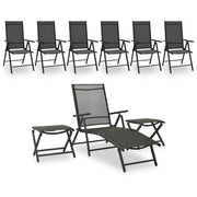Loungeset 9-delig zwart antraciet aluminium textileen