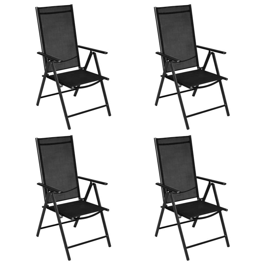 5-Delige Tuinset Aluminium Zwart 80 cm tafellengte