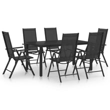 7-Delige Tuinset Aluminium Zwart 140 cm tafellengte