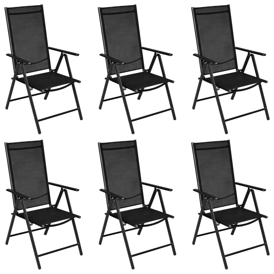 7-Delige Tuinset Aluminium Zwart 140 cm tafellengte