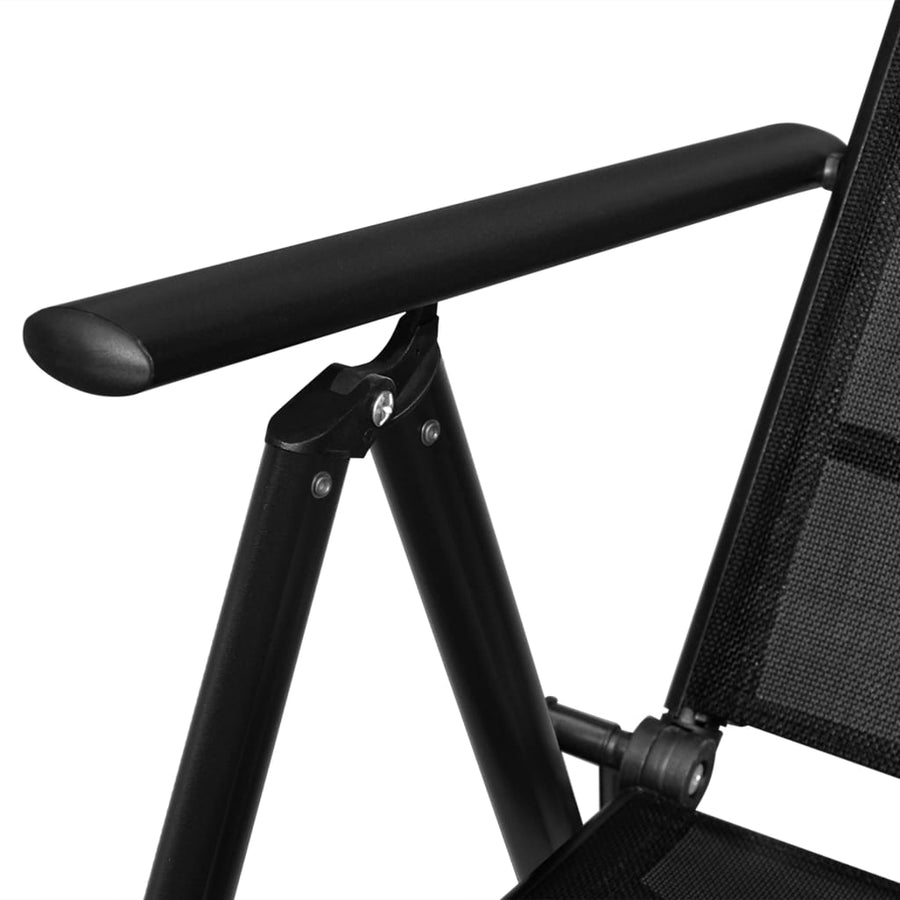 7-Delige Tuinset Aluminium Zwart 140 cm tafellengte