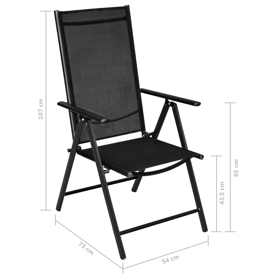 7-Delige Tuinset Aluminium Zwart 140 cm tafellengte