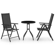 Bistroset 3-delig aluminium textileen zwart