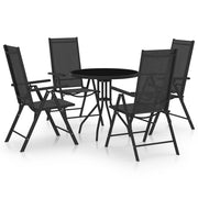 Tuinset 5-delig aluminium textileen zwart