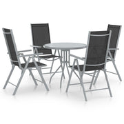 Tuinset 5-delig aluminium textileen zilver