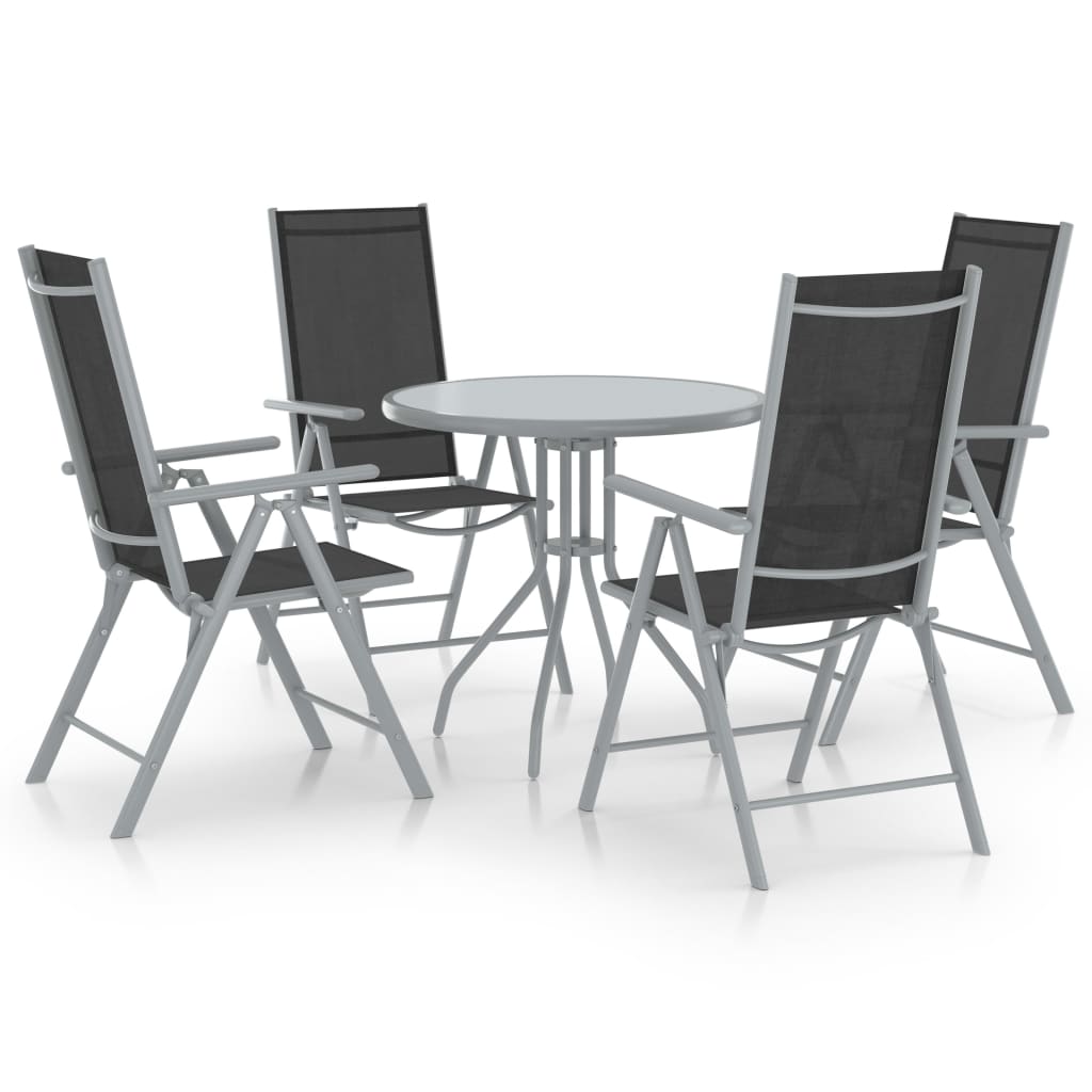 5-Delige Tuinset Aluminium En Textileen Kleurig Zilver