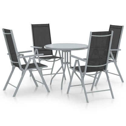 5-Delige Tuinset Aluminium En Textileen Kleurig Zilver