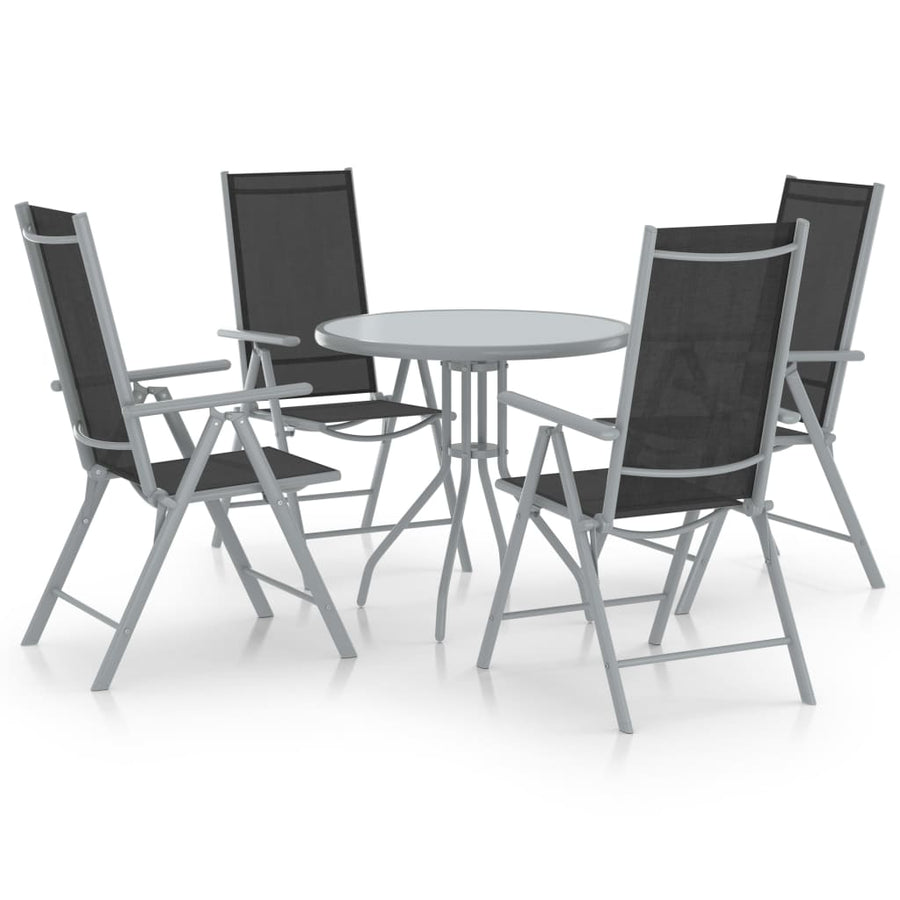 5-Delige Tuinset Aluminium En Textileen Kleurig Zilver