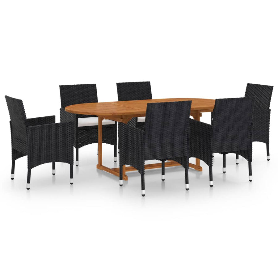-Delige Tuinset Poly Rattan Zwart