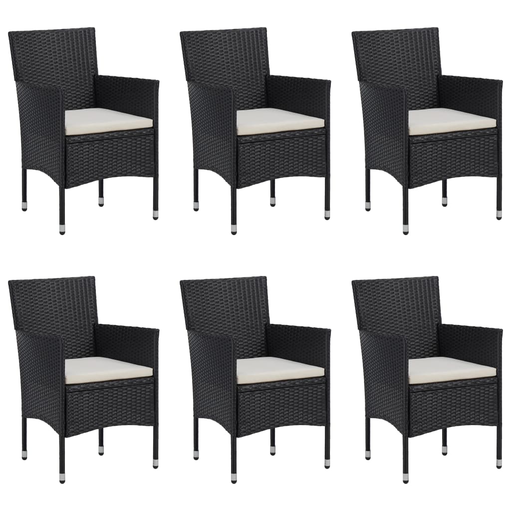 -Delige Tuinset Poly Rattan Zwart